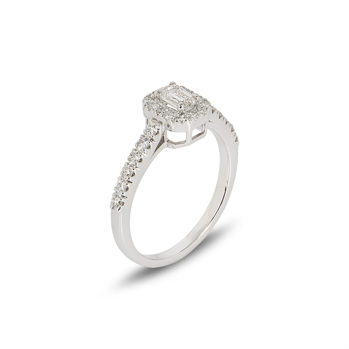 White Gold Emerald Cut Diamond Ring 0.30ct H/VS1